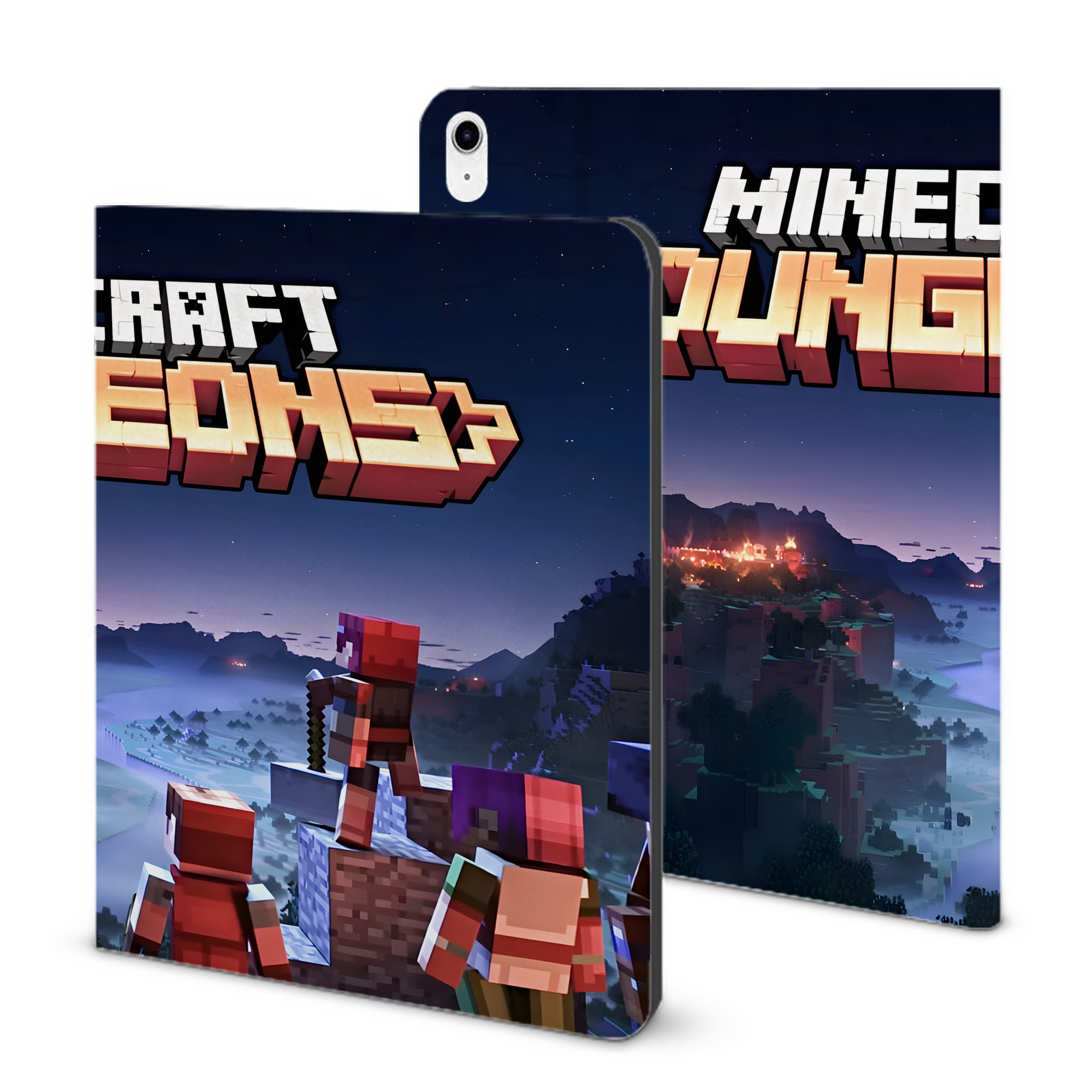 （画像用） マインクラフト ブロックの世界 Minecraft MC Block world IPad ケース ブック型 PUレザー TPU 耐衝撃 軽量 薄型 ペン収納なし 全面保護 IPad 各モデル対応